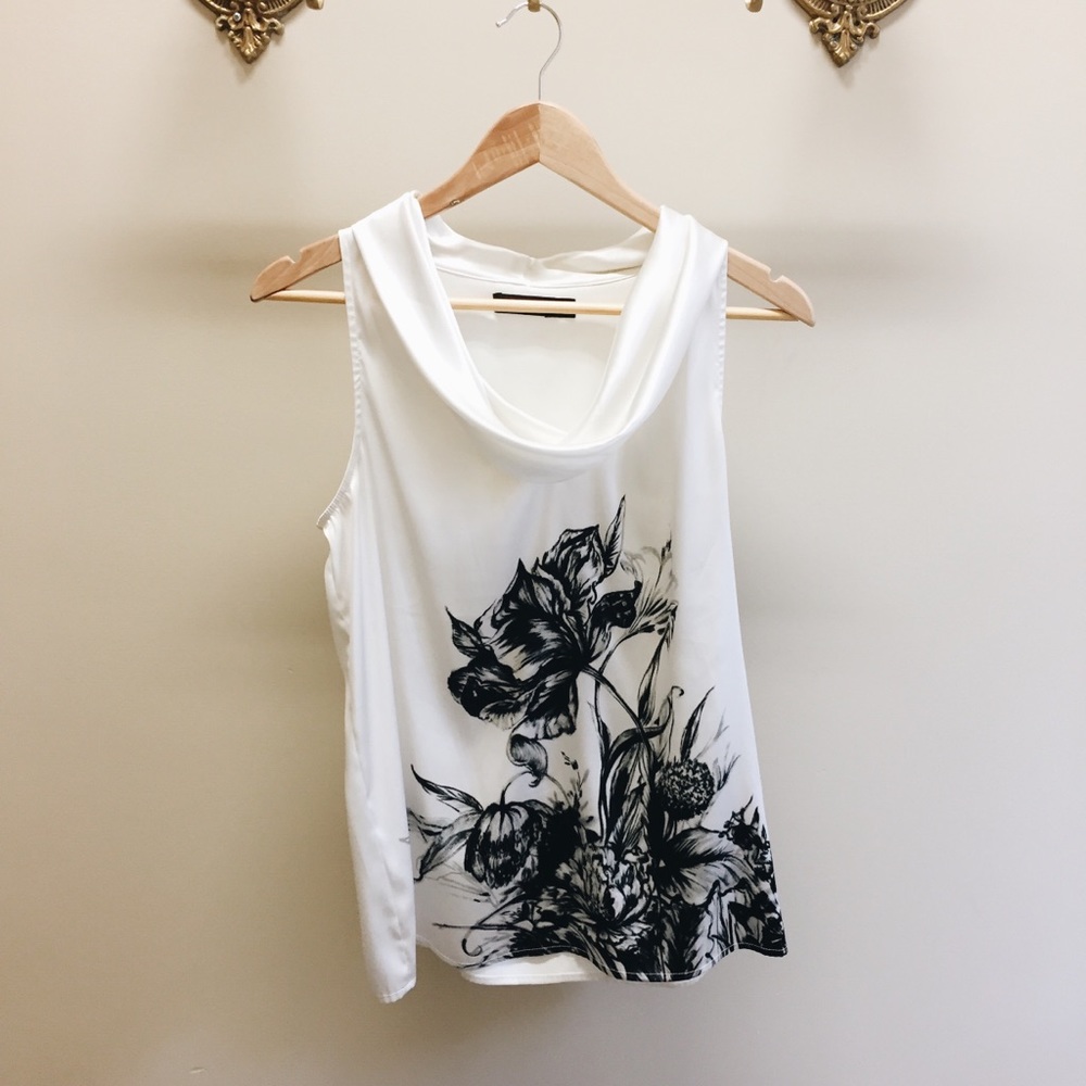 The Limited - Black and White Floral Top